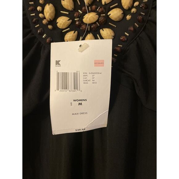 Jaclyn Smith‎ Long Black Embroidered Bead Dress Medium NWT - Picture 7 of 7